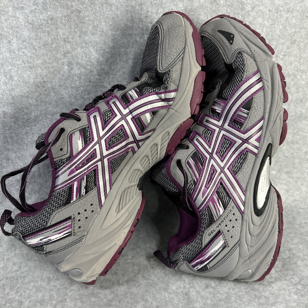 ASICS Gel Venture 5 Women Gray Purple Running Shoes Sneakers Size 11